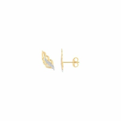 Boucles d'oreilles en or blanc, or jaune et diamants de 0.006ct