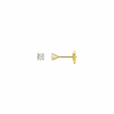 Boucles d'oreilles clous en or jaune et diamants