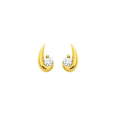 Puces d'oreilles en or jaune et oxydes de zirconium