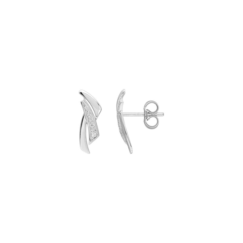 Puces d'oreilles en or blanc et diamants, 0.01ct