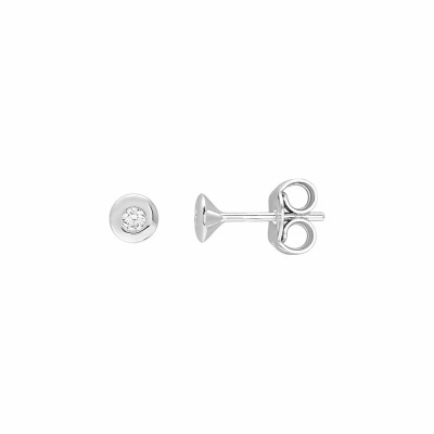 Boucles d'oreilles clous en or blanc et diamants 0.08ct