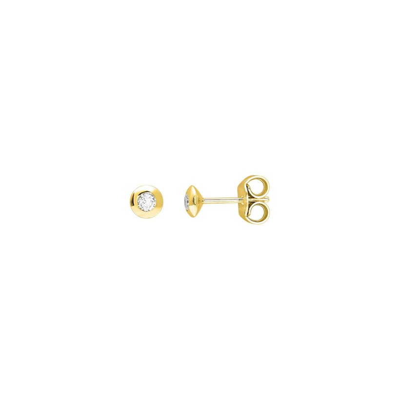 Puces d'oreilles en or jaune et diamants, 0.12ct