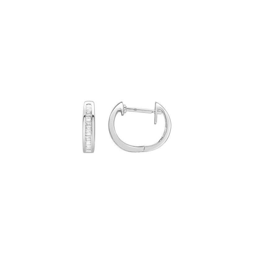 Boucles d'oreilles créoles en or blanc et diamants, 0.20ct