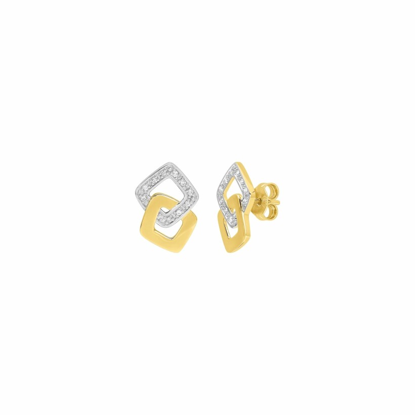 Boucles d'oreilles clous en or jaune et diamants