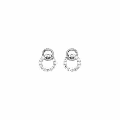 Boucles d'oreilles clous en or blanc et oxydes de zirconium