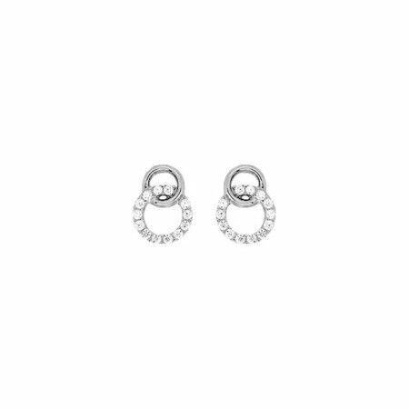 Boucles d'oreilles clous en or blanc et oxydes de zirconium