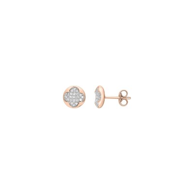 Puces d'oreilles en or rose et diamants, 0.13ct