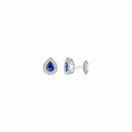 Boucles d'oreilles en or blanc et saphirs de ceylan