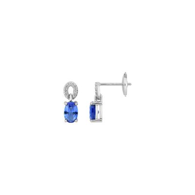 Boucles d'oreilles en or blanc, saphirs et diamants