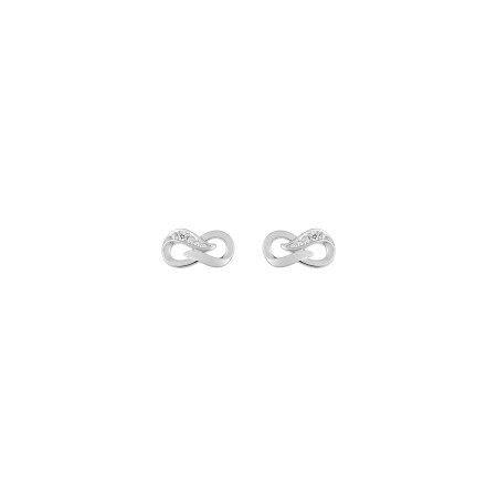 Puces d'oreilles en or blanc et diamants, 0.01ct