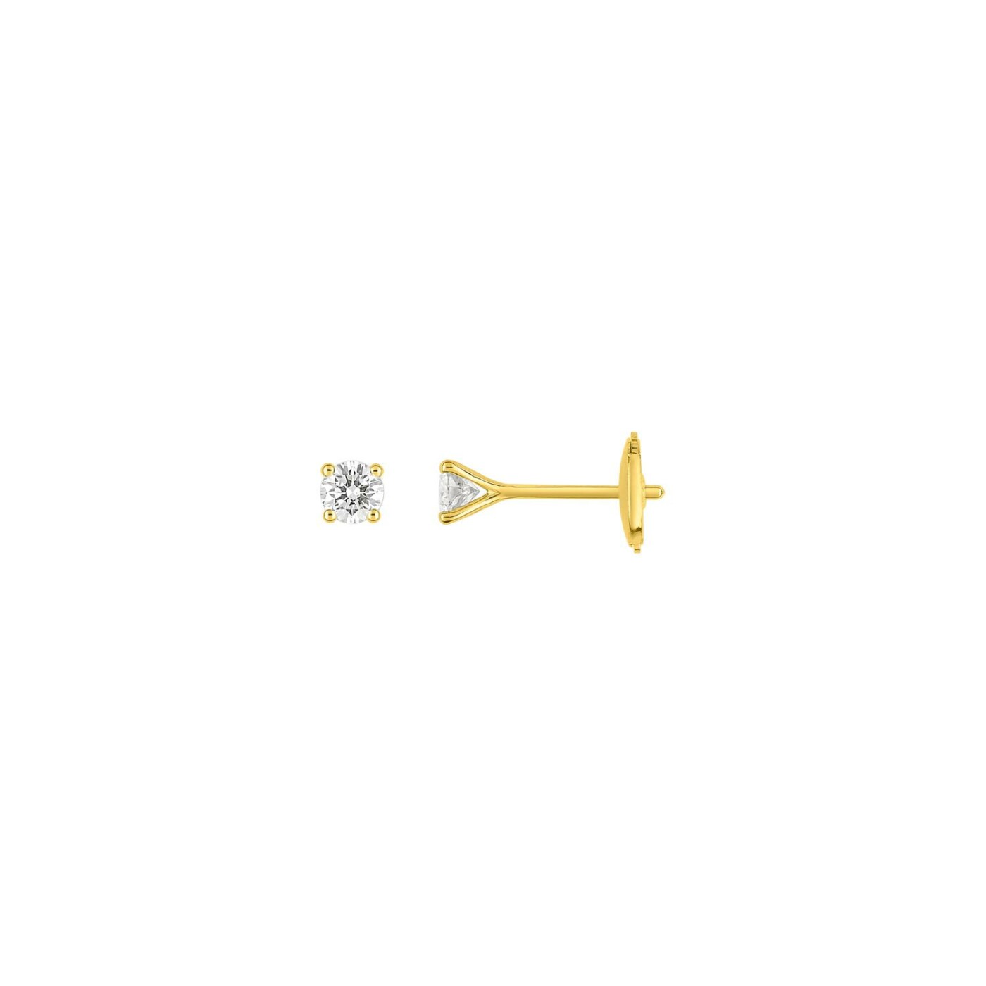 Puces d'oreilles en or jaune et diamants, 0.30ct