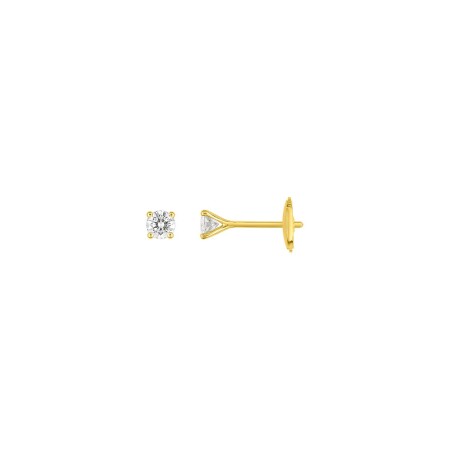 Puces d'oreilles en or jaune et diamants, 0.30ct