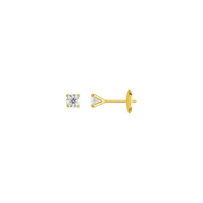 Puces d'oreilles en or jaune et diamants, 0.40ct