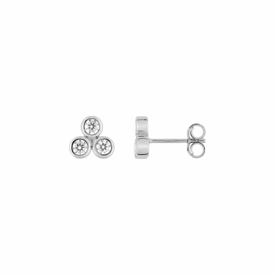 Boucles d'oreilles en or blanc et oxyde de zirconium