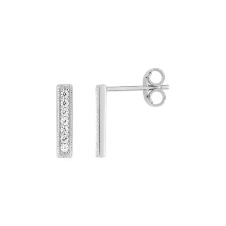 Boucles d'oreilles en or blanc et oxydes de zirconium