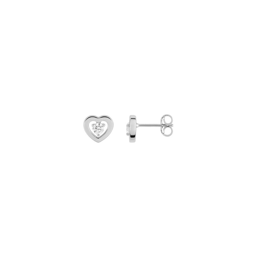 Puces d'oreilles en or blanc et diamants, 0.16ct