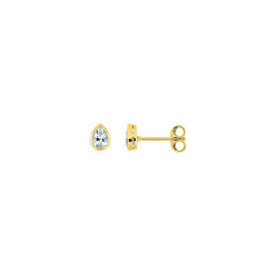 Boucles d'oreilles clous en or jaune et aquaprase