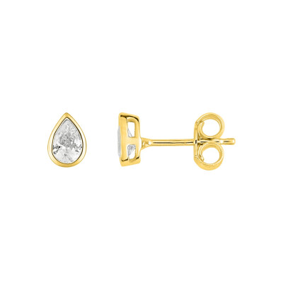 Boucles d'oreilles en or jaune et oxydes de zirconium