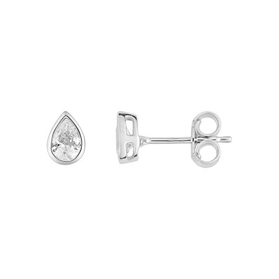 Boucles d'oreilles en or blanc et oxydes de zirconium