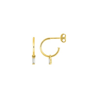 Boucles d'oreilles demi créoles  en or jaune et diamant 0.09ct