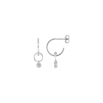 Boucles d'oreilles créoles en or blanc et diamant 0.11ct