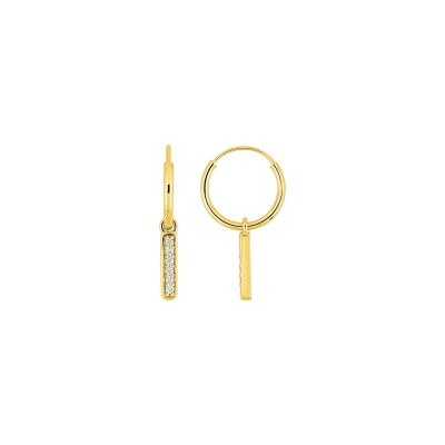 Boucles d'oreilles créoles en or jaune et diamant 0.06ct