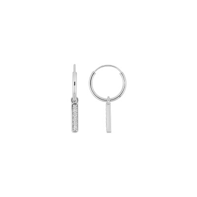 Boucles d'oreilles créoles en or blanc et diamant 0.06ct
