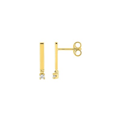 Boucles d'oreilles pendantes en or jaune et diamant 0.04ct