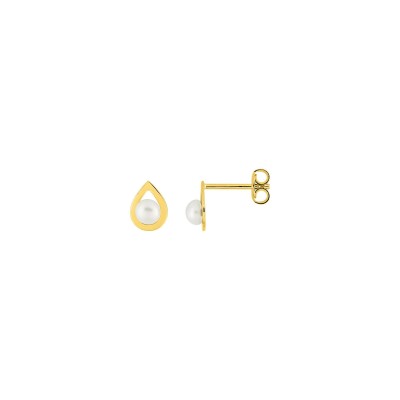 Clous d'oreilles en or jaune et perle de culture 4mm