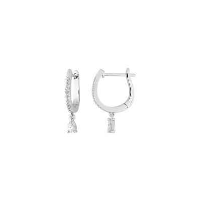 Boucles d'oreilles créoles en or blanc et diamant 0.40ct