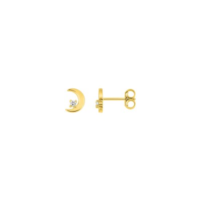Clous d'oreilles  en or jaune et oxyde de zirconium