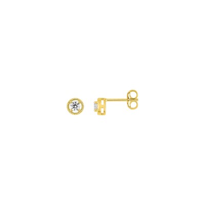 Clous d'oreilles  en or jaune et diamant 0.16ct