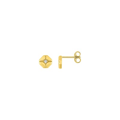 Clous d'oreilles  en or jaune et diamant 0.03ct