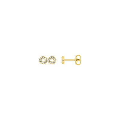 Clous d'oreilles  en or jaune et oxyde de zirconium