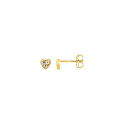 Clous d'oreilles  en or jaune et oxyde de zirconium