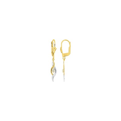 Boucles d'oreilles dormeuses en or jaune et oxyde de zirconium