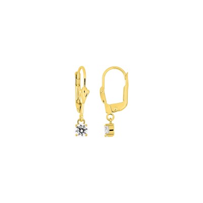 Boucles d'oreilles dormeuses en or jaune et oxyde de zirconium