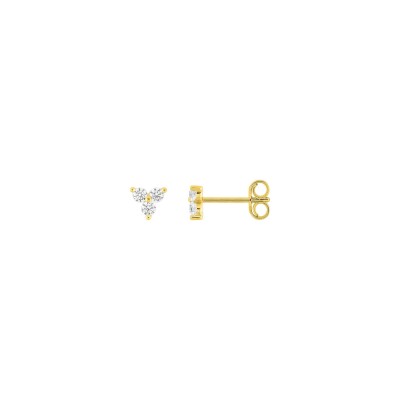 Boucles d'oreilles clous en or jaune et diamant 0.18ct