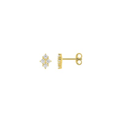 Boucles d'oreilles clous en or jaune et diamant 0.24ct