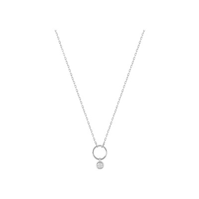 Collier en or blanc et diamant serti clos