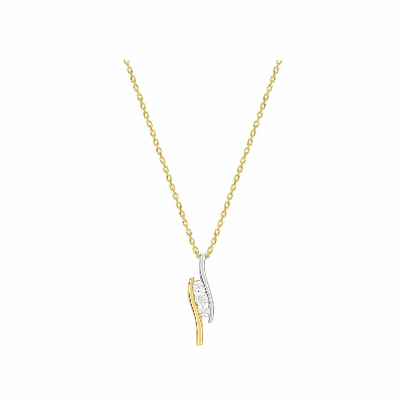 Collier en or jaune, or blanc et diamants