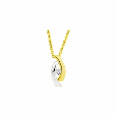 Collier en or jaune, or blanc et diamants de 0.04ct