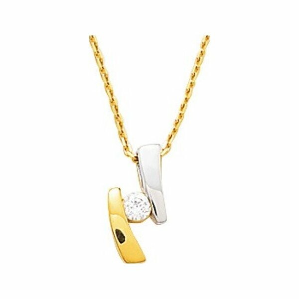 Collier en or jaune, rhodium et oxyde de zirconium