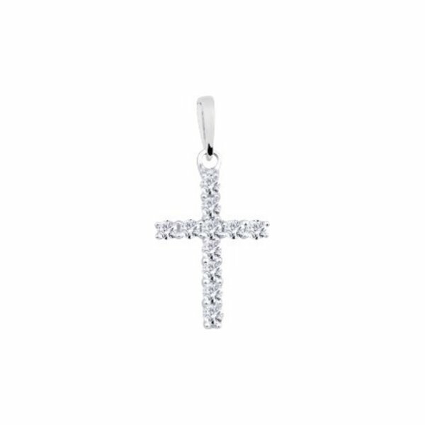 Pendentif croix en or blanc et diamants de 0.20ct