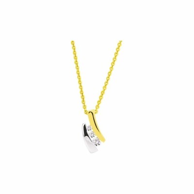 Pendentif en or jaune, or blanc et diamants de 0.09ct