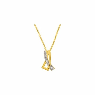 Collier en or jaune, or blanc et diamants de 0.01ct