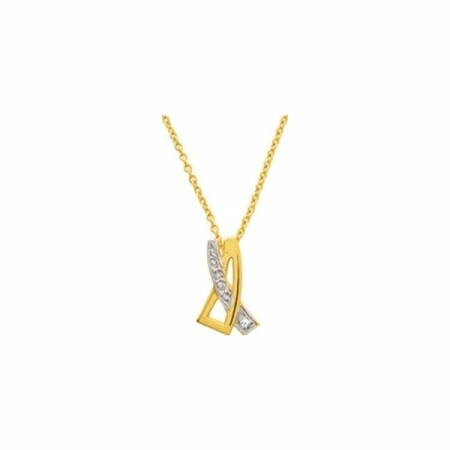 Collier en or jaune, or blanc et diamants de 0.01ct