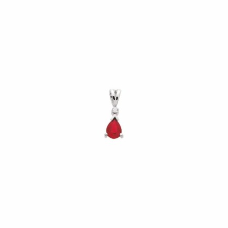 Pendentif en or blanc, diamant et rubis