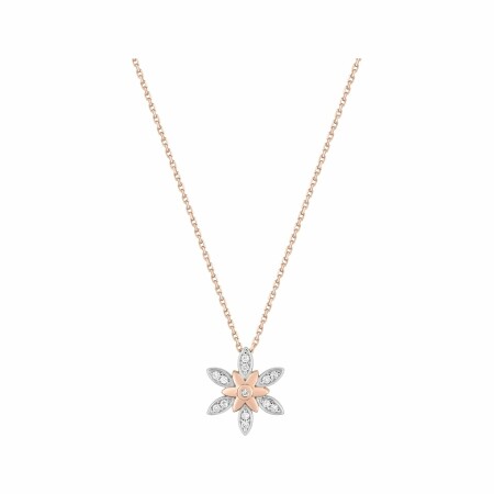 Collier en or rose, or blanc et diamants de 0.08ct