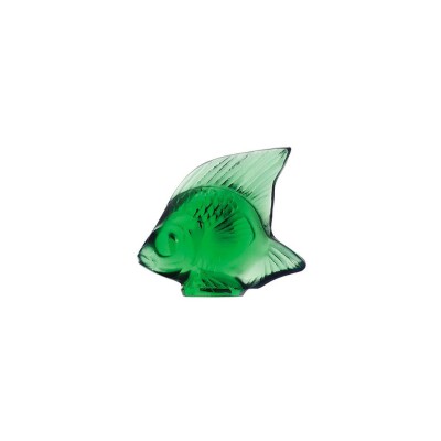 Sculpture Lalique Poisson en cristal vert émeraude